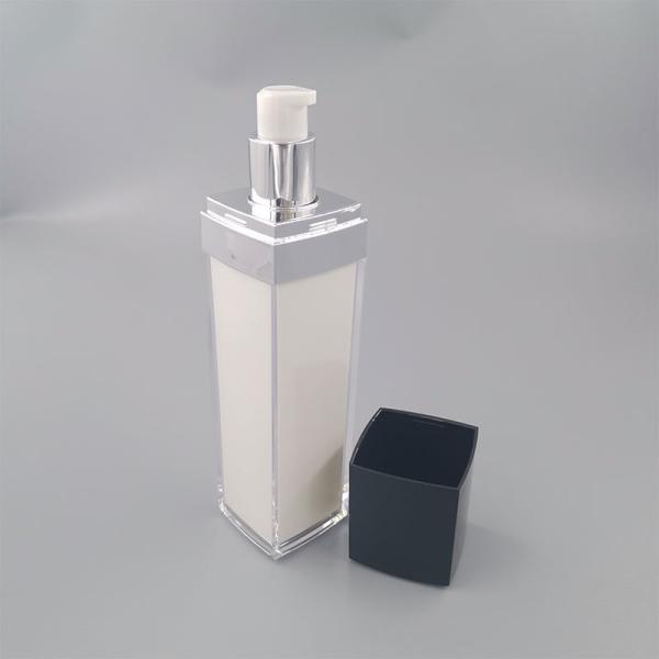 Square 50ml Acrylic Airless Bottle For Cosmetic Packaging
