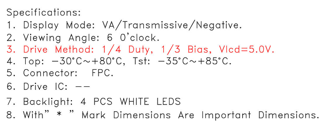 FPC Connection TN Segment LCD Black White VA Display For BBQ Thermometer Factory Supply