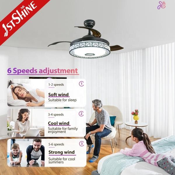 Ventilador de teto de música LED multifuncional de 42 polegadas com alto-falante Hifi e luz disco RGB