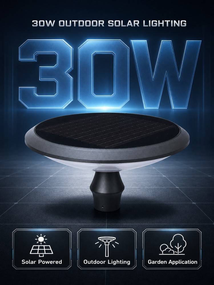 UFO Design Solar Garden Post Light 360 Full Around Illumination IP65 for Stadium Walkway
