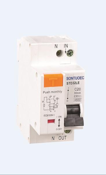 IEC60898 30mA 25A 27mm RCBO Circuit Breaker 4.5KA