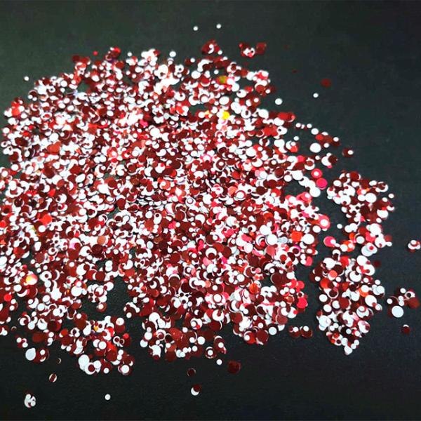 Unleash Your Imagination with Glitter Red and White Dots Mixes Nail Art Style