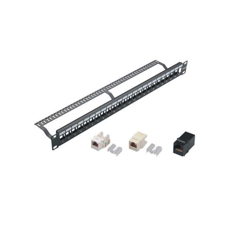 1U 2U Управление кабелями Ethernet Patch Panel Krone IDC Termination Черная металлическая панель