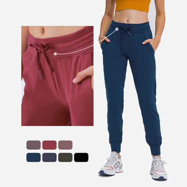 O basculador 300gsm das calças de Lulu Light Weight Yoga Jogger das mulheres ata acima Sweatpants