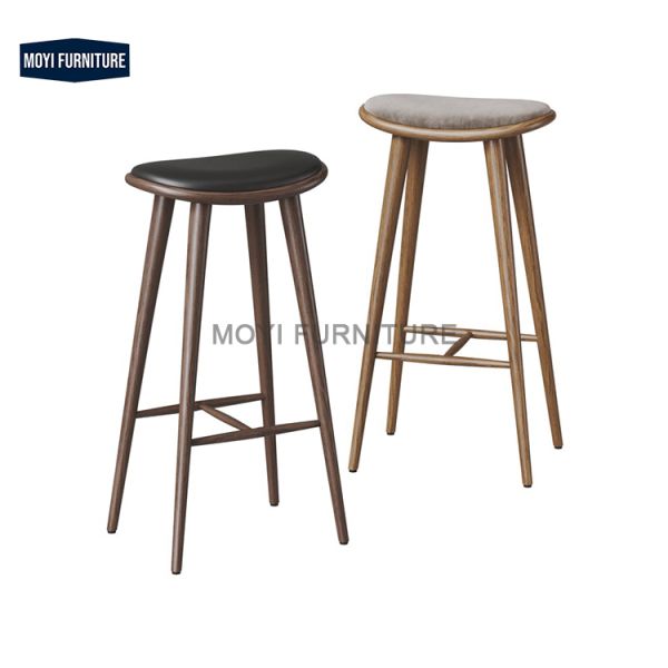 MOYI Nordic Modern Solid Wood Bar Stools with High-Legs Simple Home Island Restaurant Living Room Use Bar Chairs