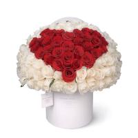 99 Flowers Set Luxury Rose Gold Stamping Logo Gift Box Packing with Round Cardboard Boxes