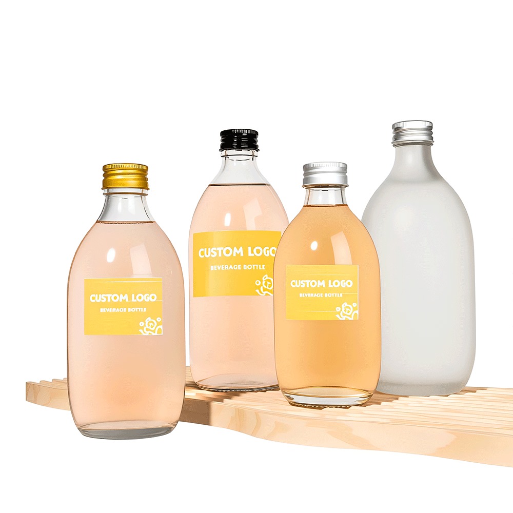 Durable Juice Tea Beverage Glass Bottle With Cork Lid 250ml 350ml 500ml