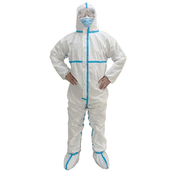 SF Hooded Non Woven Hazmat Suit Full Body Protection Suit With Boots Cover