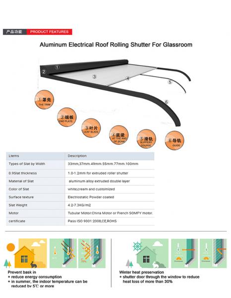 200*170 Mm Aluminium Roller Shutters For Windows Doors Roofs