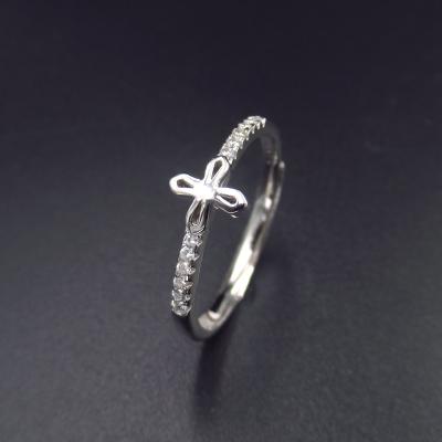 Anel transversal artístico 925 do solitário do zirconita da prata esterlina da forma para o casamento