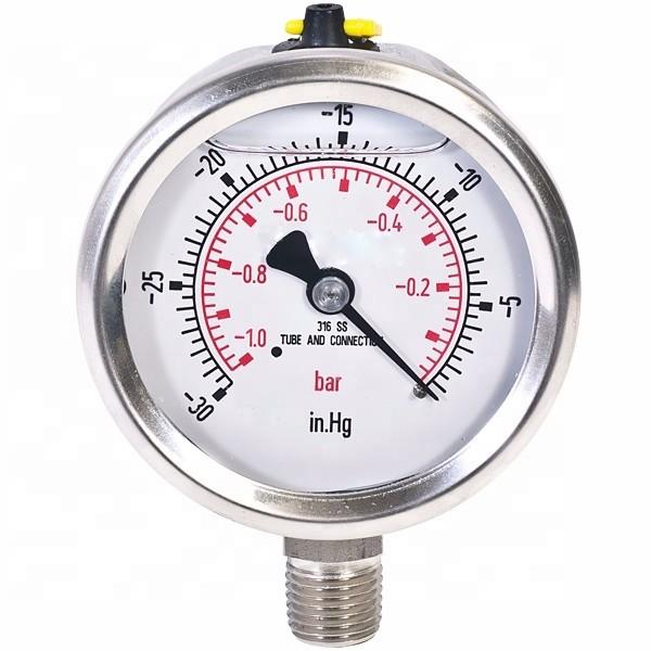Calibre de pressão enchido 100mm dos acessórios do sistema do RO glicerina de aço inoxidável