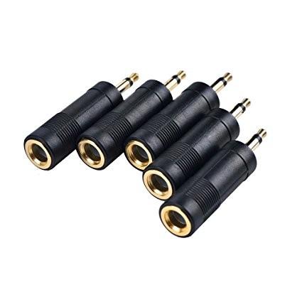 1/ 8 Inch Male to 6.35 mm Female Audio Cable Connectors , Mono Jack Adapter