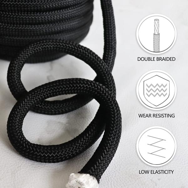 Arborist Braided Polyester Rope 1/2 Inch Low Stretch Heavy Duty Rope