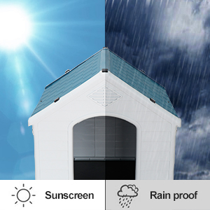 Large Plastic Dog House Outdoor Indoor Doghouse Puppy Shelter Water Resistant Easy Assembly Sturdy Dog Kennel