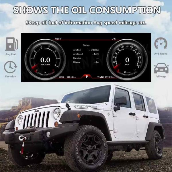 VIKNAV ODM 12.3 Inch Digital Dash Cluster Speedometer For Jeep Wrangler 2011-2017 LCD JK