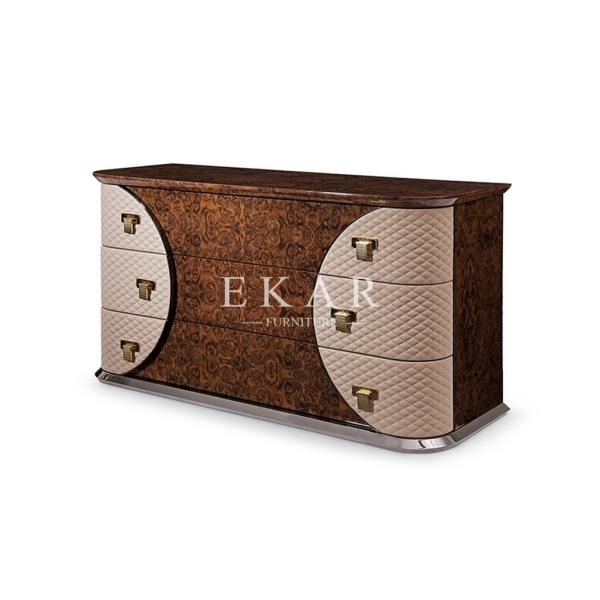 Luxury High Gloss Leather Wooden 3 Drawer Chest