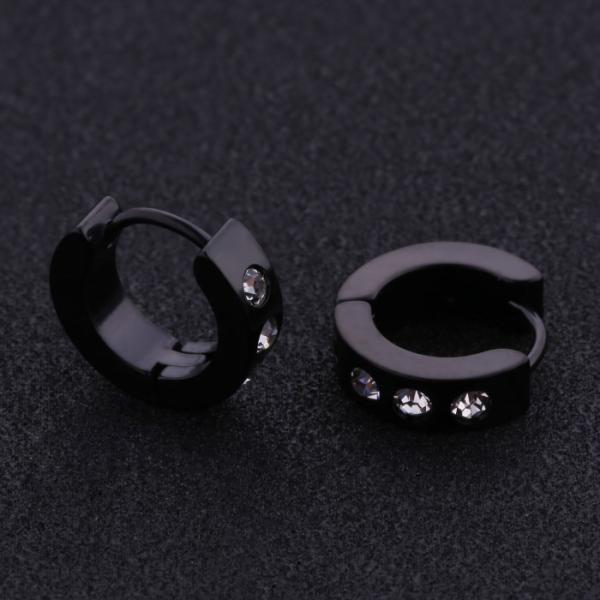 Custom CZ Earring Jewelry Hopp Earrings Black Plated Studs Circle Clip on Earrings