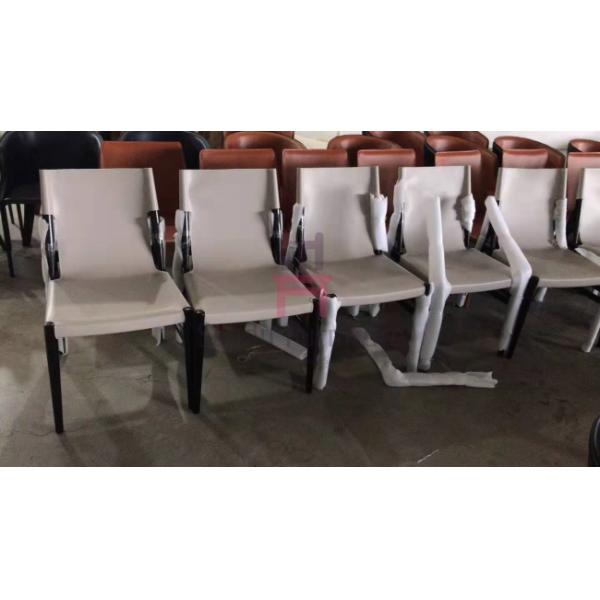 Dark Gray Color Wood Restaurant Chairs Saddle Leather Indoor Commercial Furniture