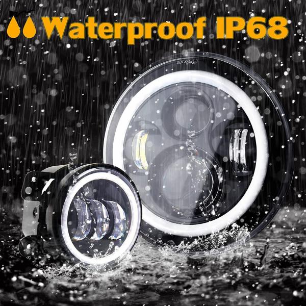 7 дюймовые круглые автомобильные фары с RGB LED Halo High Low Beam Aluminum Sealed Beam Фары