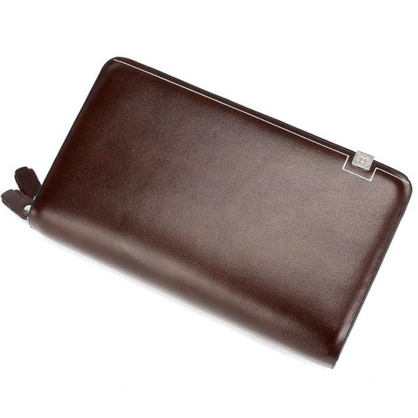 2016 Men's European and American big fashion leather high-capacity double zipper Men's Clutch
