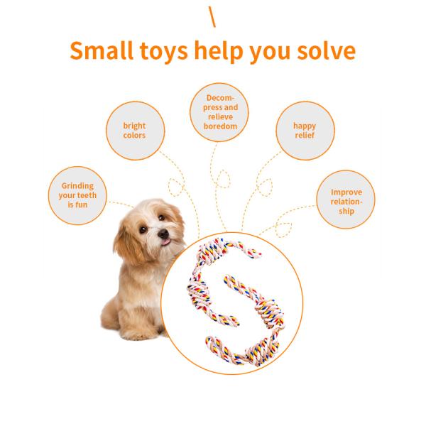 Perro juguete mascota algodón cuerda juguete cuerda resistente color mixto divertido y duradero para mascotas activas