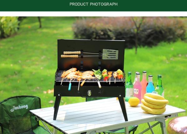 Modern Style Black Camping Patio Foldable Barbecue Charcoal Portable Outdoor Grill BBQ