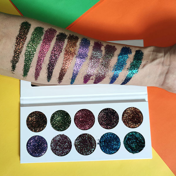 10 Colors Vegan Makeup Pressed Glitter Eyeshadow Palette