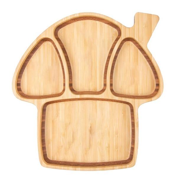 Cartoon Anti-fall Mushroom Shape Baby Bowl Food Bamboo Tray Set for Eco-friendly Meal