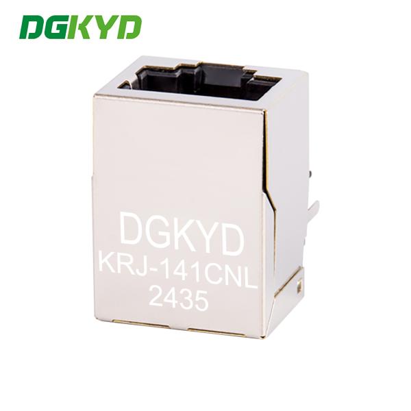KRJ-141CNL RJ45 Conector 1X1 Porta voltada para baixo com cabeça de cristal não iluminada blindada