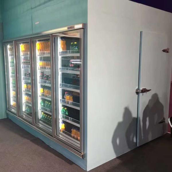 Supermarket Store Glass Door Beverage Milk Display Cold Storage Room