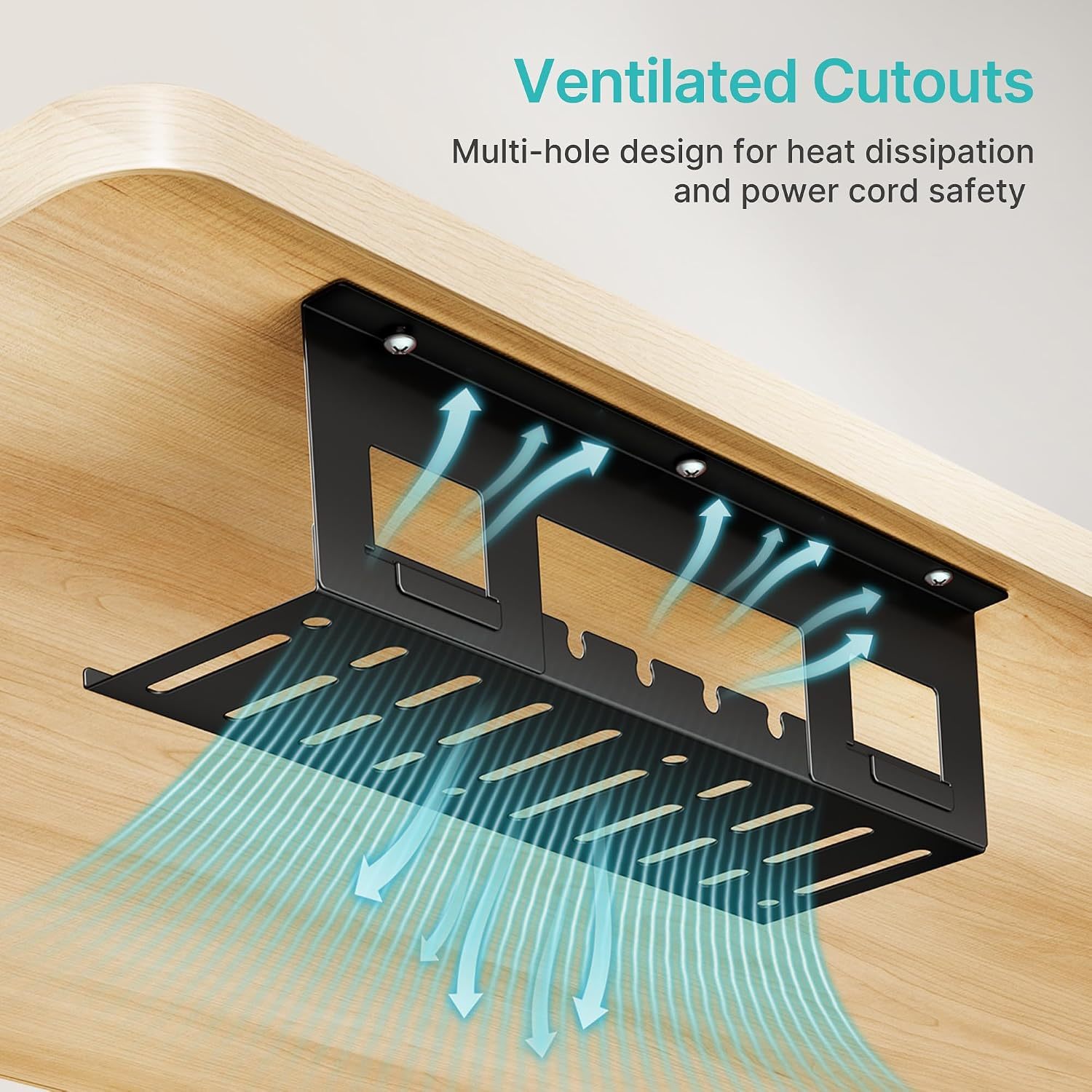 Under Desk Cable Management Tray 15.7'' Screw-Mount Steel Rack Easy under-table mounting cables organizer