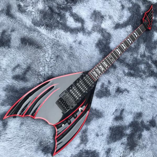 Custom black Bat 6-strings tremolo bridge electric guitar mahogany body black hardware