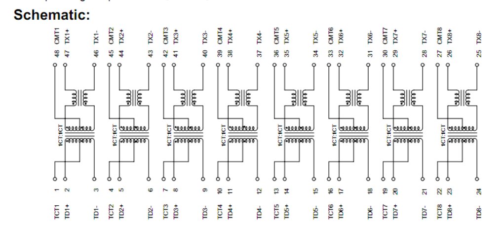 Pin трансформатора GSC-4807-R SMD 48 Lan локальных сетей SMD THT ISDN