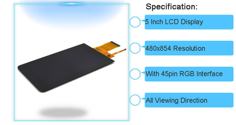 NT35510 FWVGA TFT LCD Touch Screen Display Module 5 Inch For Car 480x854