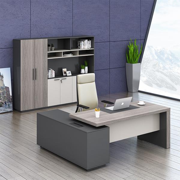 Modern Luxury Boss Office Desk, Support customization Managerial Level Executive Desk, Large Wooden MDF Panel Desk, Dark Classic Design, Office Use