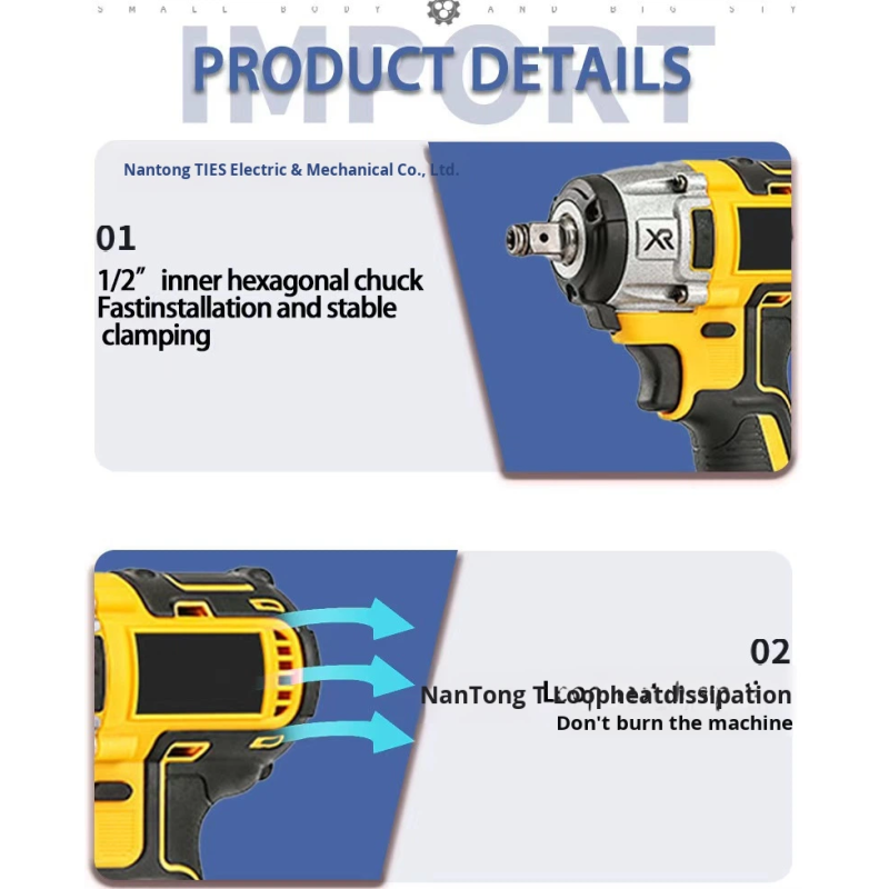 Brushless Electric Impact Wrench High Torque Screwdriver 21V Lithium Battery for Car Carriers and Woodworking