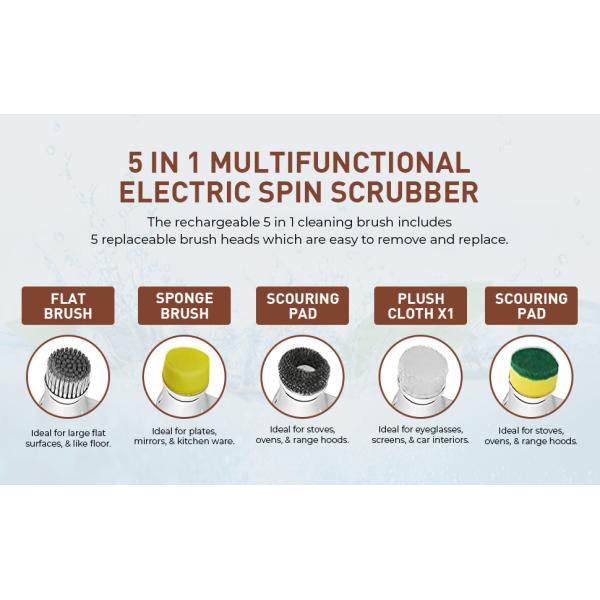 Replaceable Brush Heads Handheld Cleaning Brush for Electric Spin Scrubber in Kitchen