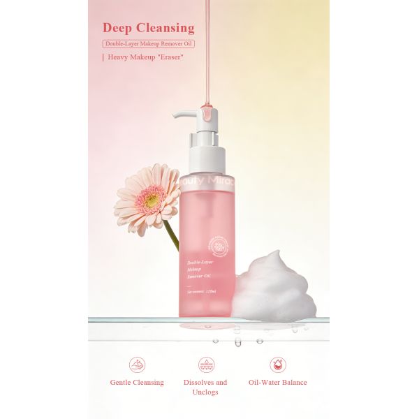 OEM ODM Custom Brand Factory Double Layer Makeup Remover Oil Vegan Hydrating Facial Cleansing Oil Face Care Skincare Products