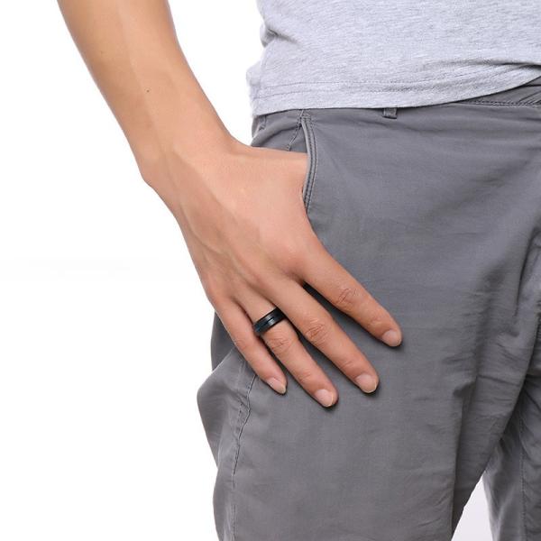 Évaluation par un tiers 8 mm Brossé Noir Bleu Or Tungstène Anneau en velours bordure simple rainure Hommes Bracelet de mariage Confort Fit