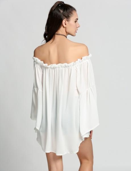 Neck Designs For Ladies Tops Fashion Women Off Shoulder Solid Blouse Tops
