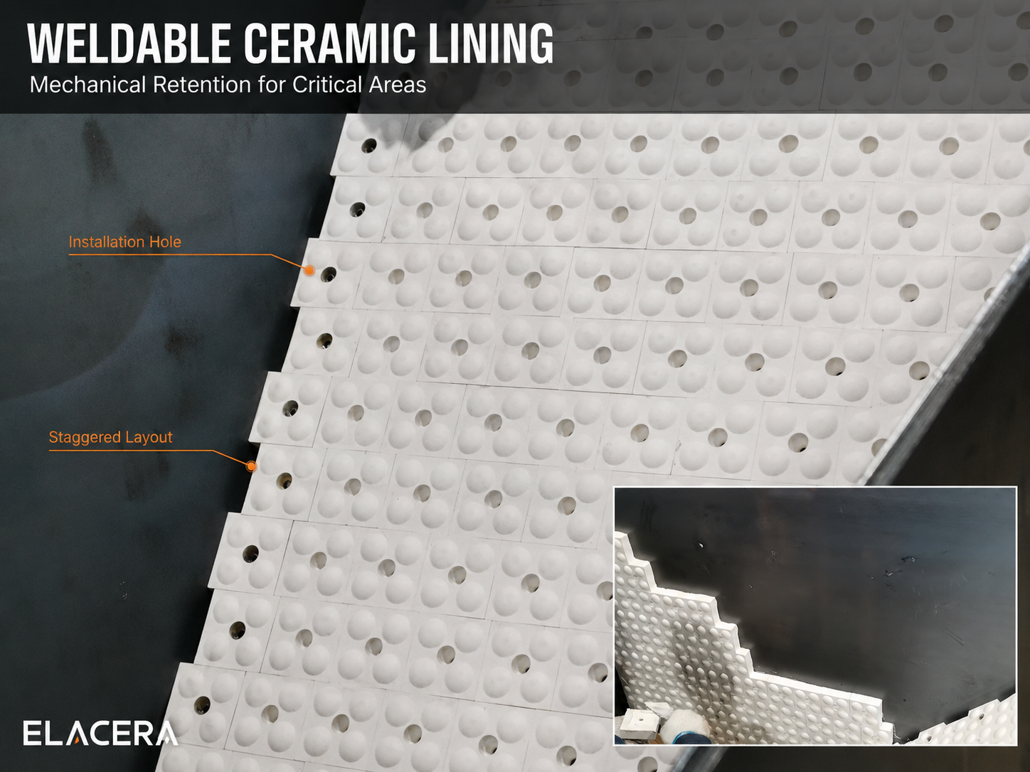 Alumina Ceramic Lined Chute for Cement Clinker Handling