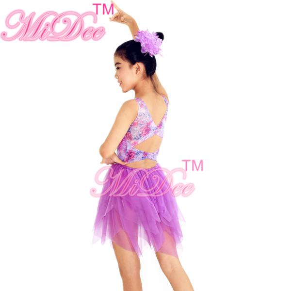 Floral Printed Strechy Mesh Illusion Sweetheart Neckline Layers Tulle Skirt Dramatic Back Dance Competition Costumes