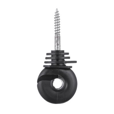 Parafuso de madeira de cerco elétrico preto de aço do isolador do cargo em Ring Insulator With Knurled