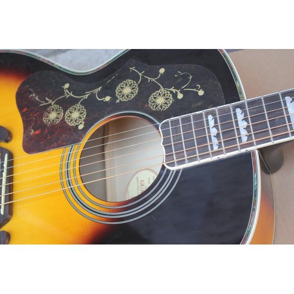 Factory Gibsons Custom 43 inch S 20 frets tobacco sunburst left acoustic guitar with electric guitar's pickup