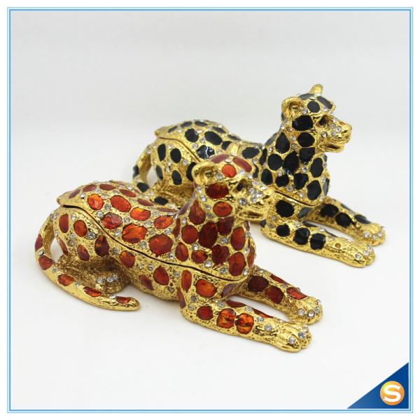 Wholesale Spot Leopard Shape Trinket Box Crystal Metal Trinket Box SCJ294