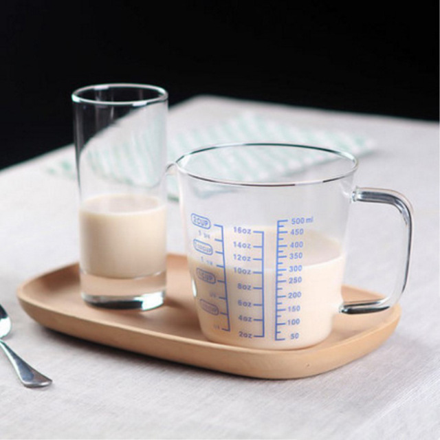 Beaker измеряя чашки кофе боросиликатного стекла 8oz 16oz градуированный с ручкой
