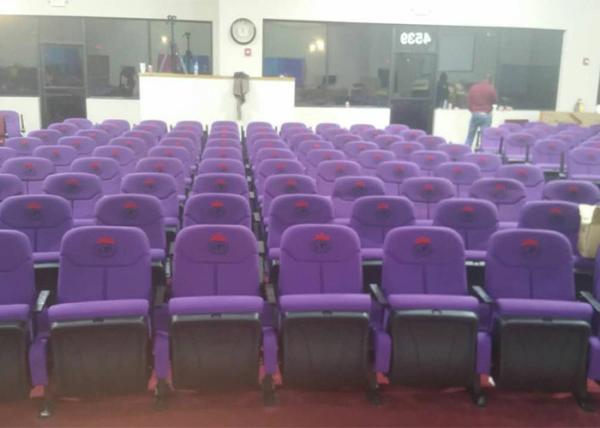 Blue Folding Lecture Theater Hall Seats Small Back  Auditorium Church Chairs For Sale