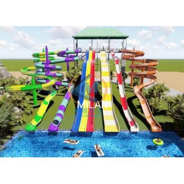 Custom Water Park Slide Fiberglass Material For Indoor Ourtdoor Use