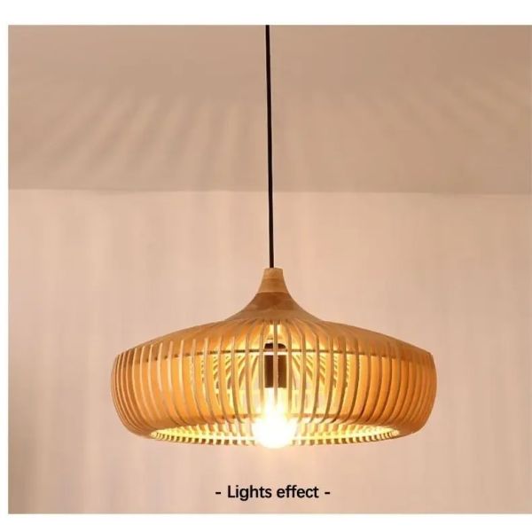 Dining Table Lighting Fixtures Bedroom Home Retro Art Designer Led Wooden Pendant Light(WH-WP-140)