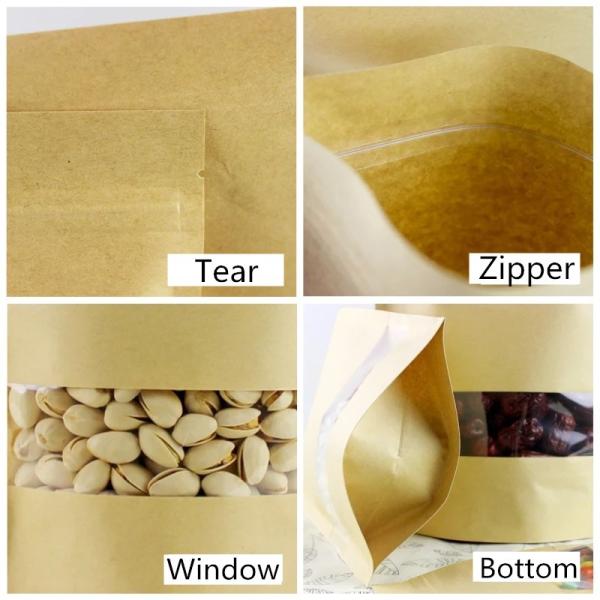Окно бумажных мешков Крафт размера Костомизед овальное для еды/сухих продуктов мяса/моря